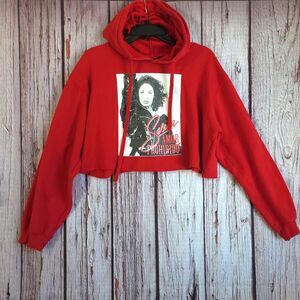 Womens Top Selena Singer Mexican XL Cropped Red